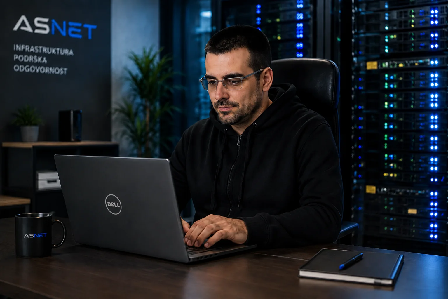 Nemanja radi u ASNET prostoru uz serversku infrastrukturu